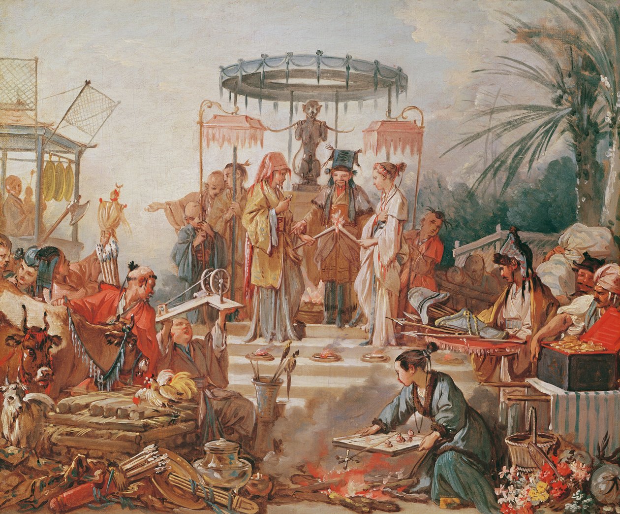 Um casamento chinês, estudo para um desenho de tapeçaria, c.1742 de François Boucher