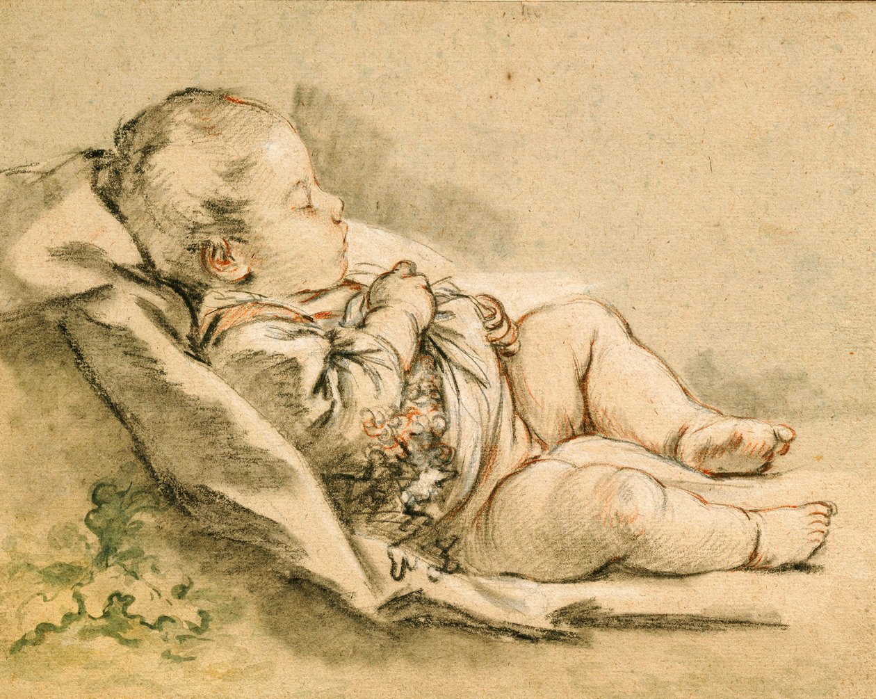 Um bebê dormindo de François Boucher