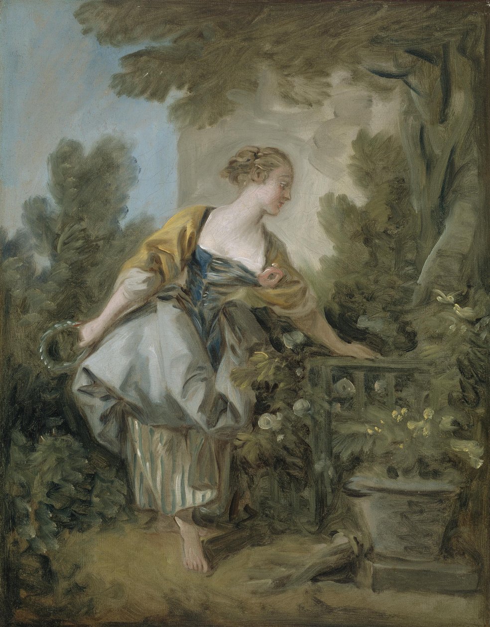 Uma jovem rapariga num parque de François Boucher