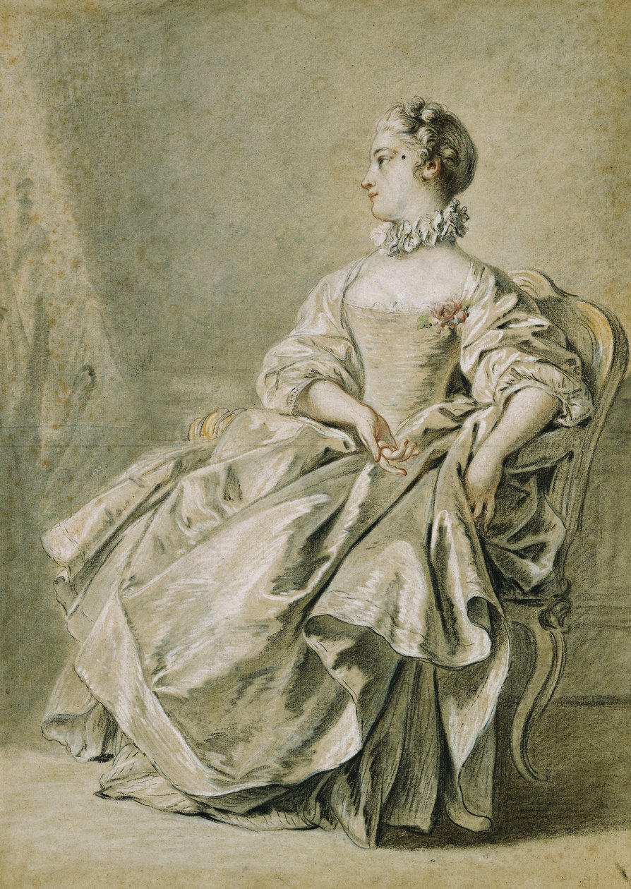Uma jovem sentada de perfil à esquerda, de François Boucher