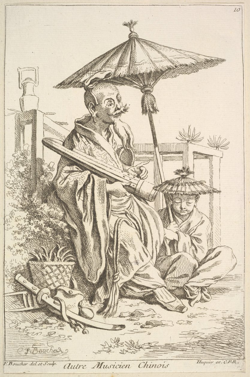 Outro músico chinês, 1738-45. de François Boucher