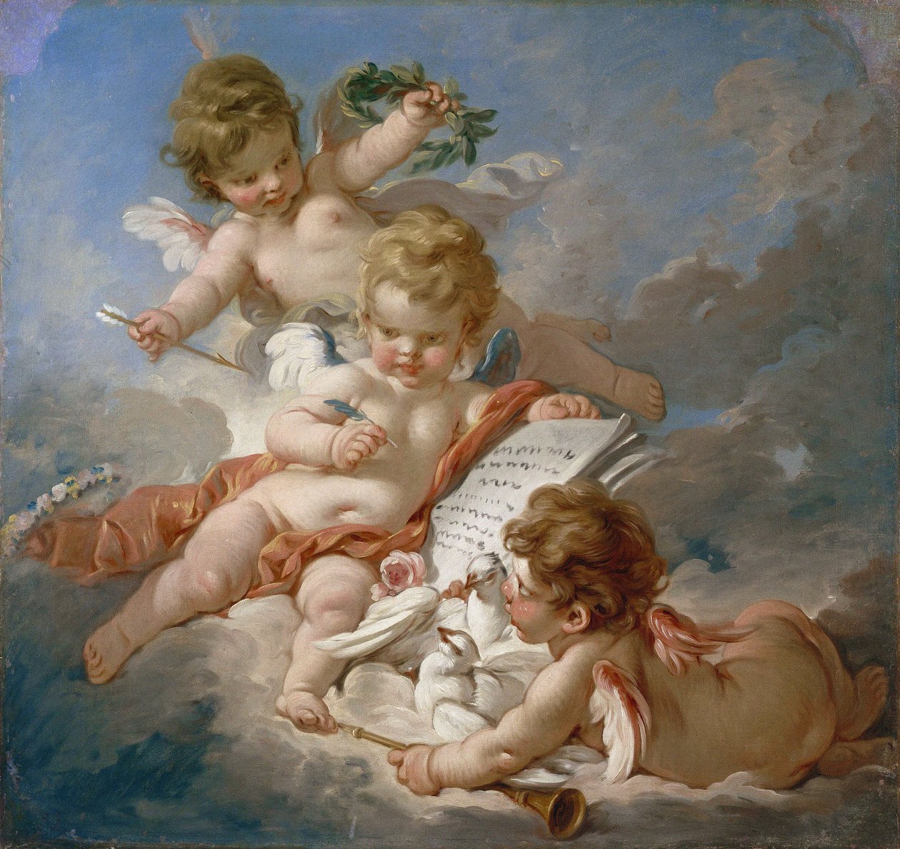 Boucher - Cupidos. Alegoria da poesia, anos 1760FXD de François Boucher