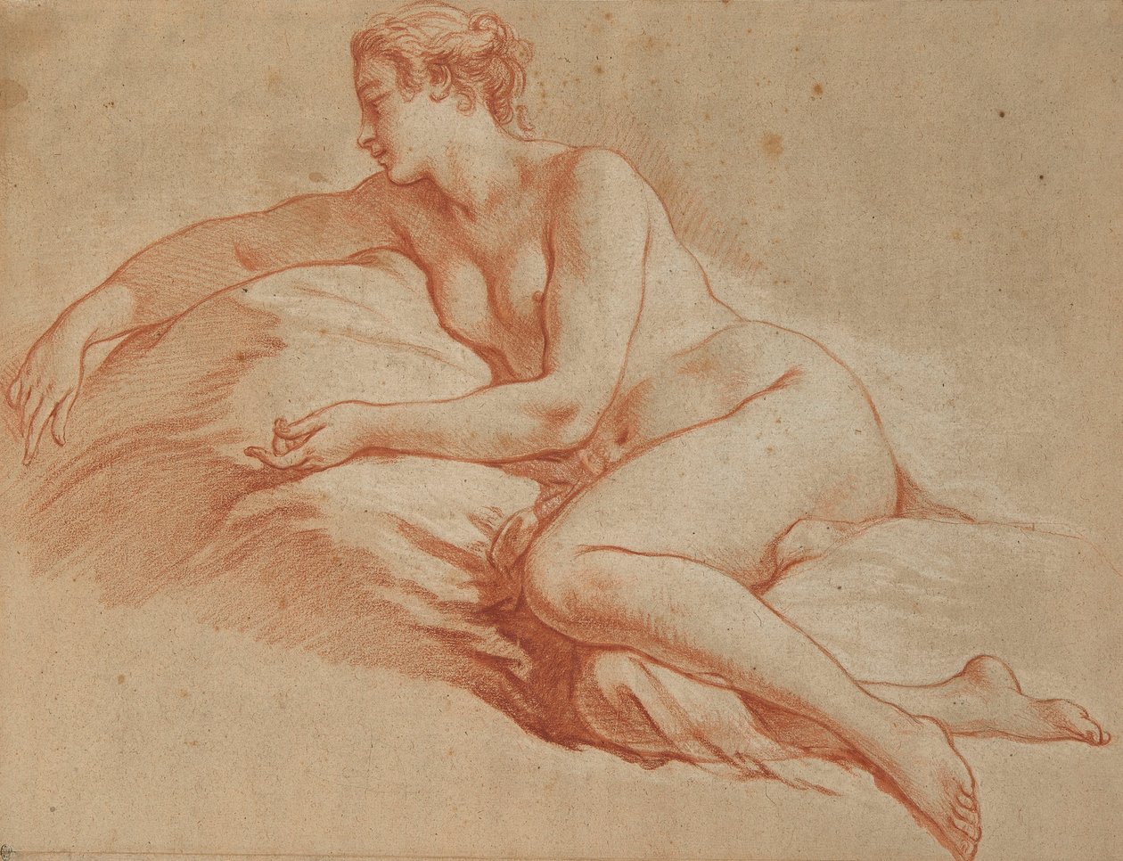 Boucher - Mulher nua reclinada virada para a esquerda de François Boucher