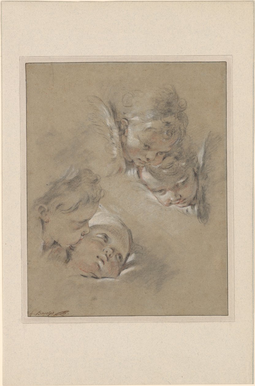 Boucher - Quatro cabeças de querubins, III, 104b de François Boucher