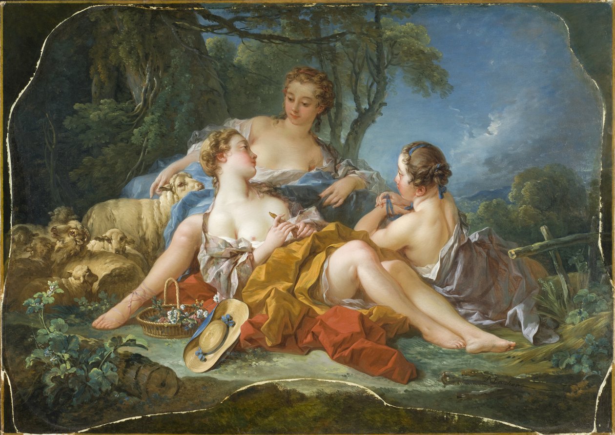 Boucher - As confidências pastorais, cerca de 1745 de François Boucher
