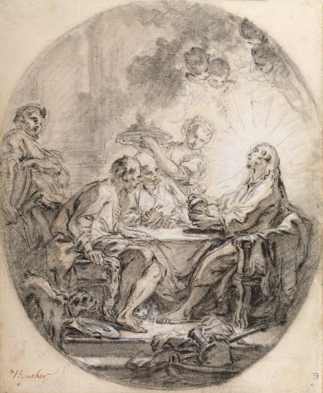 Boucher - Peregrinos de Emaús, anos 1750-1760 de François Boucher