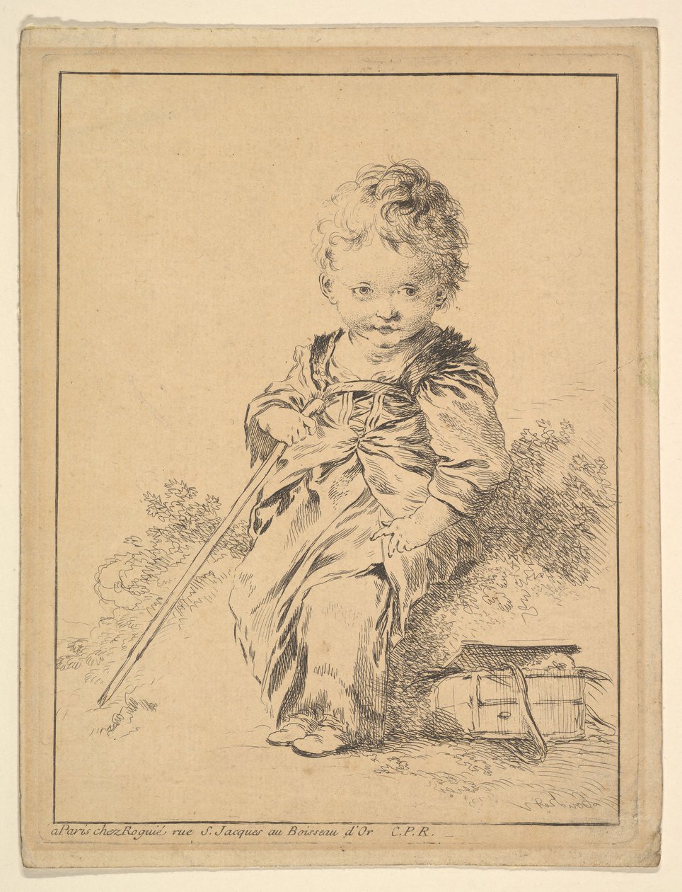 Criança segurando funcionários, do século 18. de François Boucher