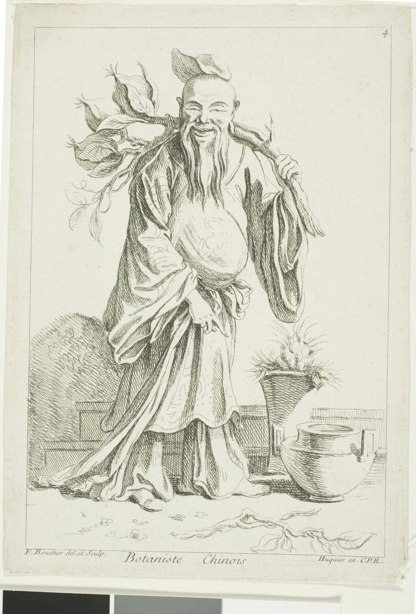 Botânico chinês, da coleção de várias figuras chinesas do gabinete de François Boucher de François Boucher