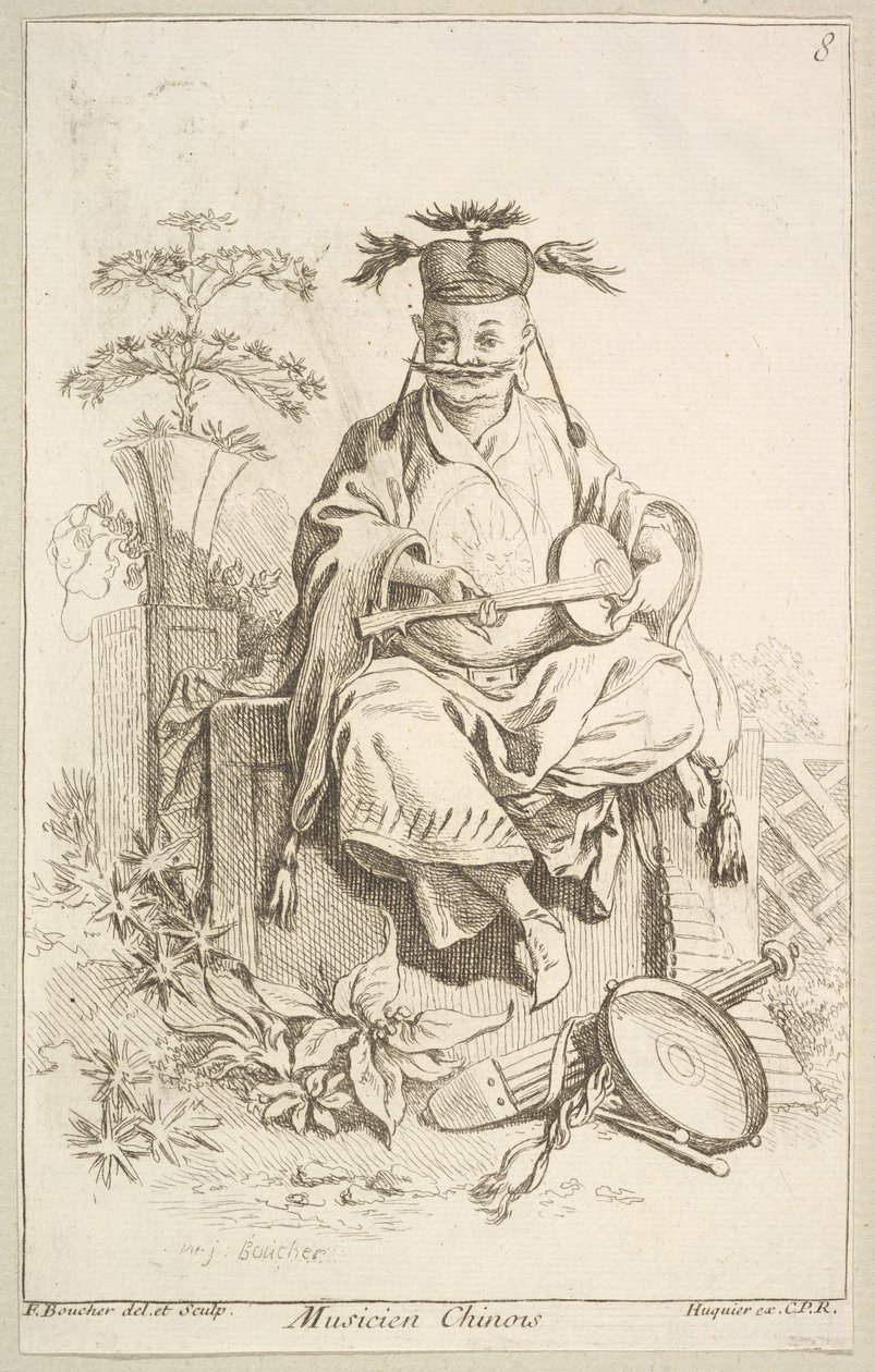 Músico chinês, 1738-45. de François Boucher