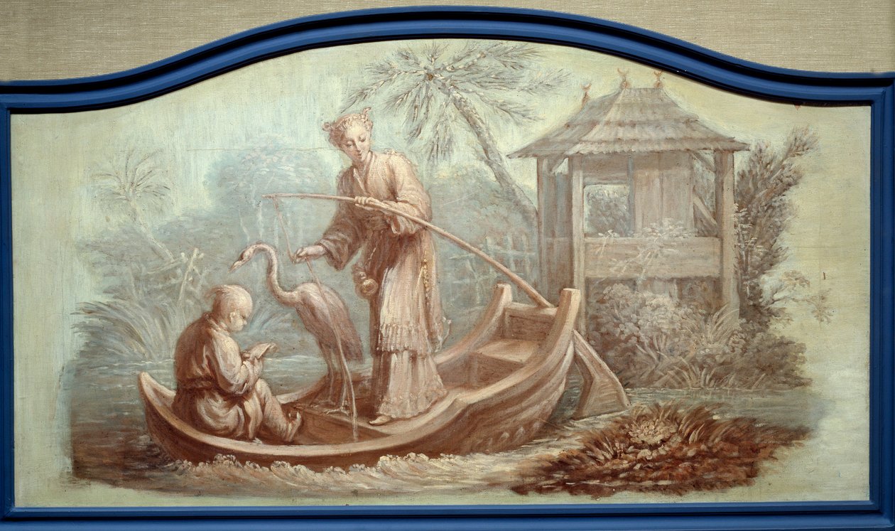 Chinoiserie: Cena da pesca na China. Front de porte draws de François Boucher (1703-1770) de François Boucher