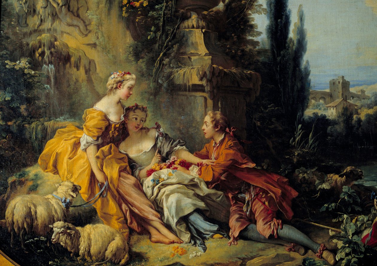 Conversação Champetre Painting by François Boucher (1703-1770) Século XVIII de François Boucher