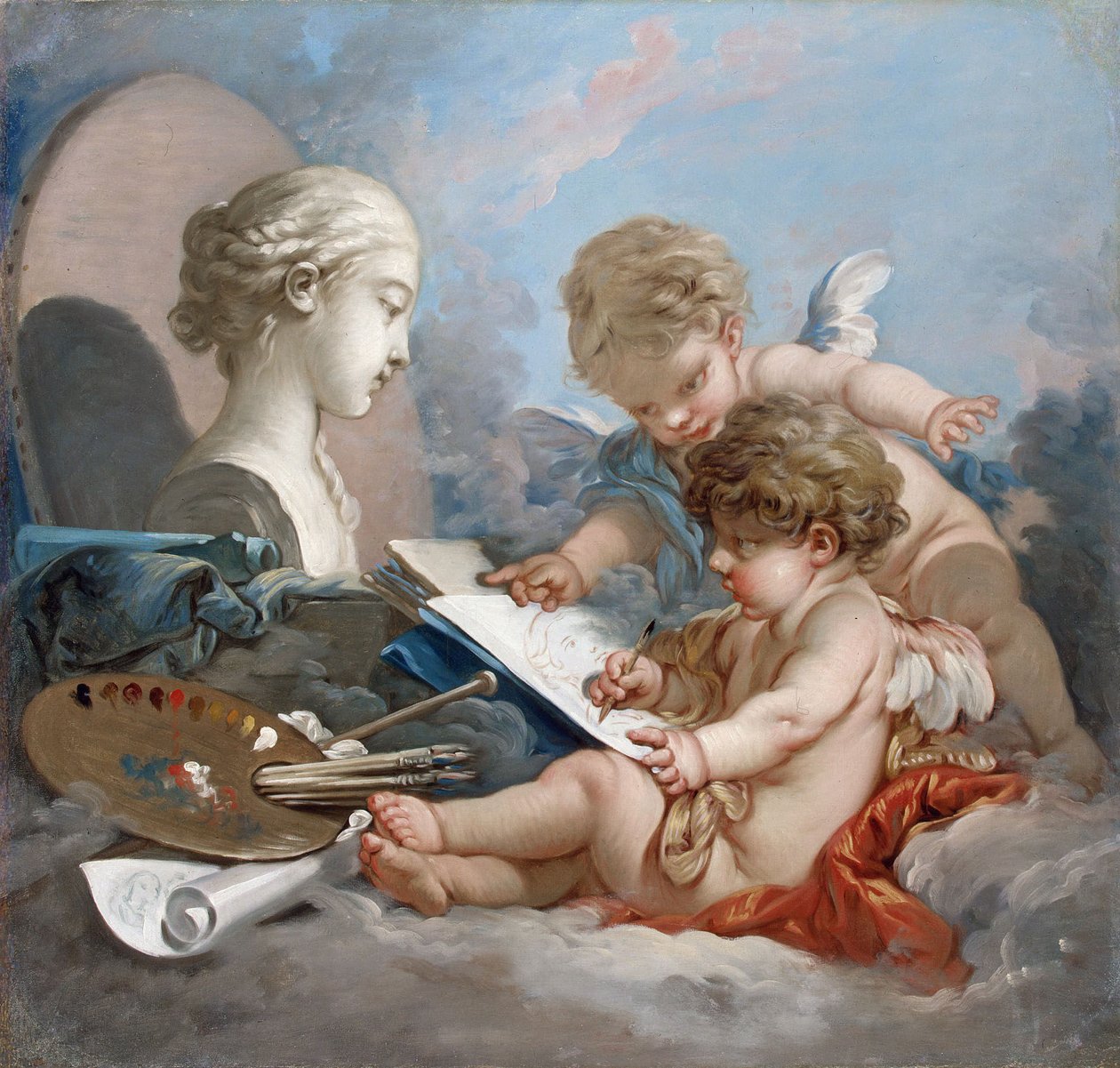 Cupidos. Alegoria da pintura de François Boucher