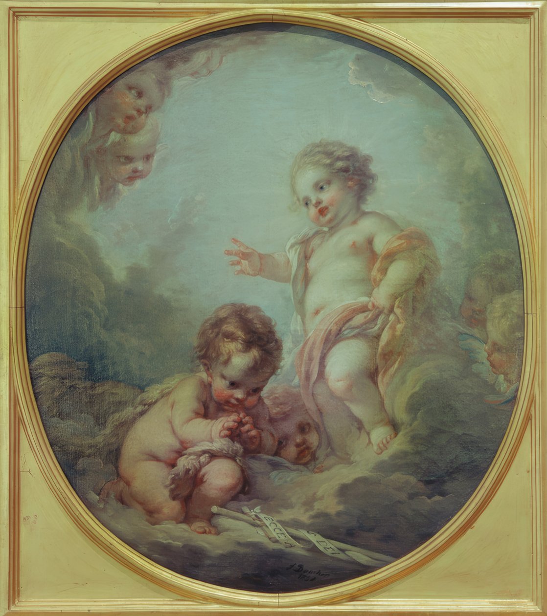 O bebê Jesus abençoa João Batista de François Boucher