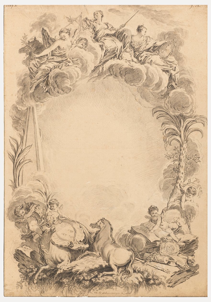 Projeto para um escudo em homenagem a William Earl Cowper (ca. 1665-1723) de François Boucher
