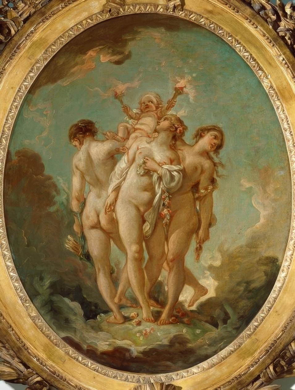 As três graças com Cupido de François Boucher