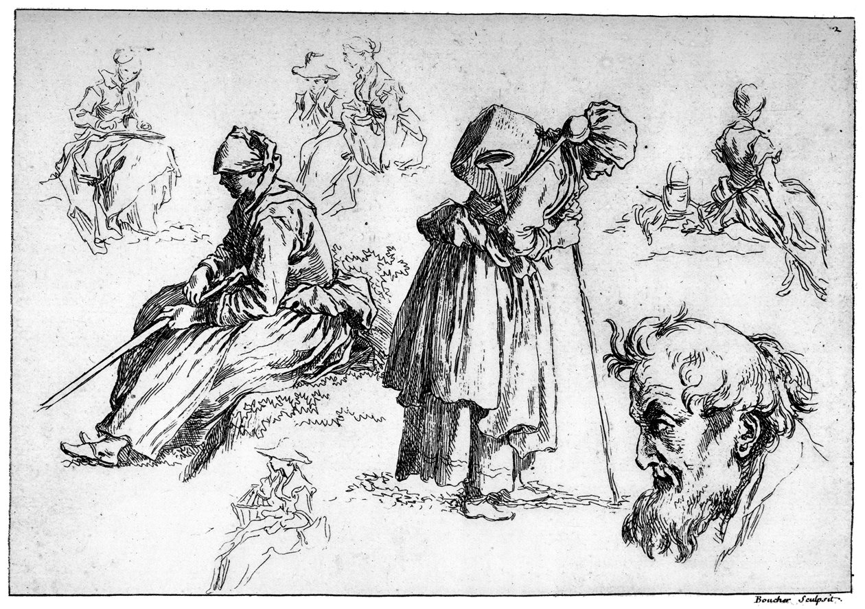 Figuras Diversas, c1720-1770, 1924 de François Boucher