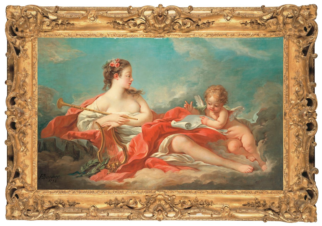 Erato, a musa da poesia do amor de François Boucher