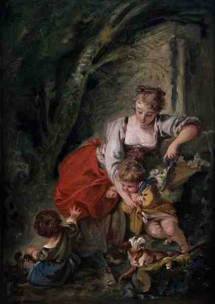 Familiar, c.1750 (óleo sobre papel colocado sobre tela) de François Boucher
