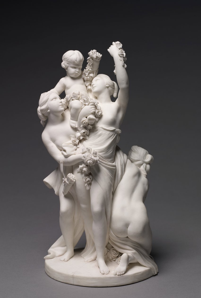 Figura do Amor Carregada pelas Três Graças, fabricada pela Fábrica Sèvres, 1768 de François Boucher