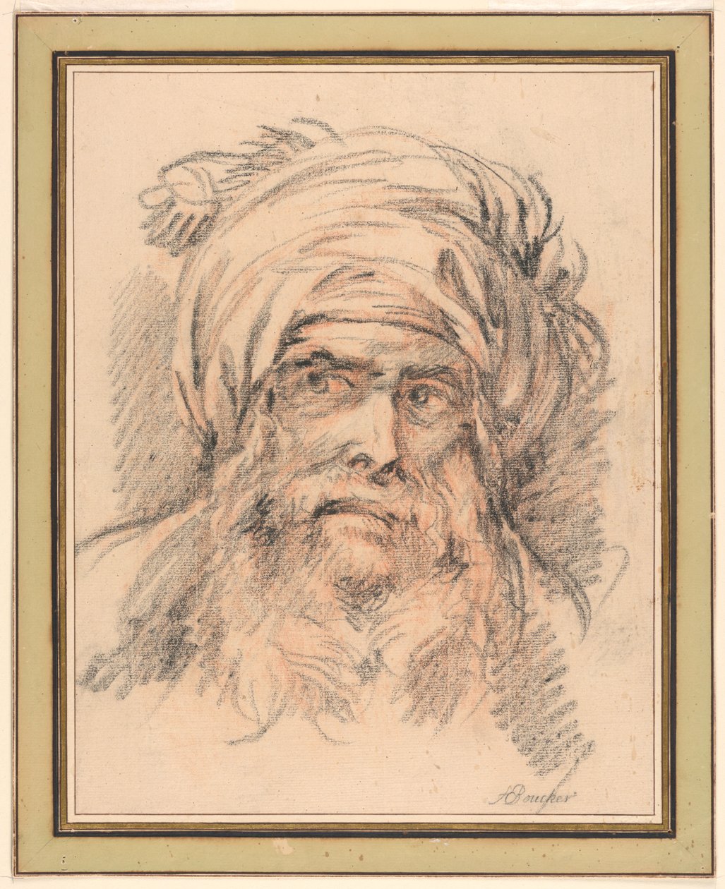Cabeça de um homem de turbante de François Boucher