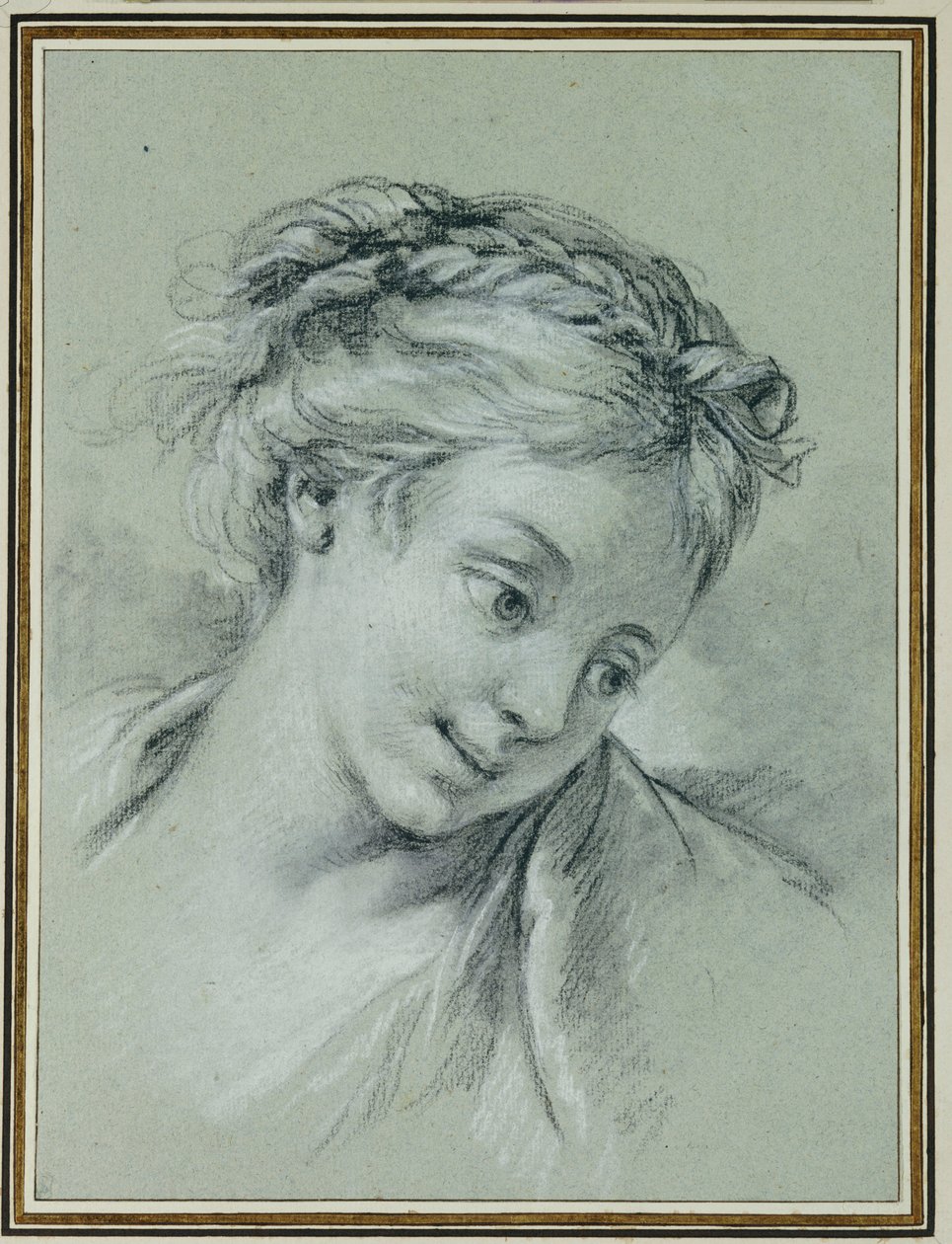 Cabeça de uma menina olhando para a direita de François Boucher