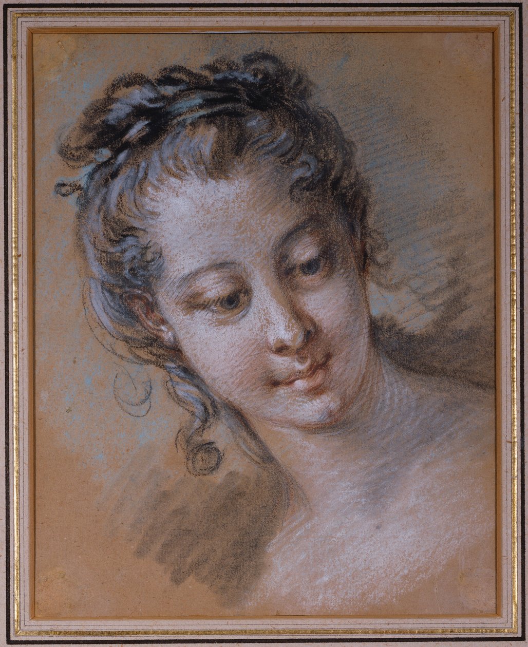 Cabeça de uma jovem garota, olhando para a direita de François Boucher