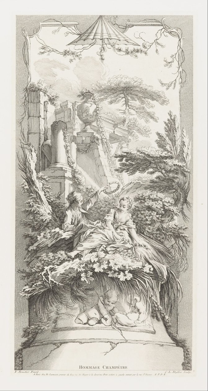 Hommage Champètre (Pastorale) in Nouveaux Morceaux pour des Paravents [Novos Conceitos para Ecrãs] de François Boucher