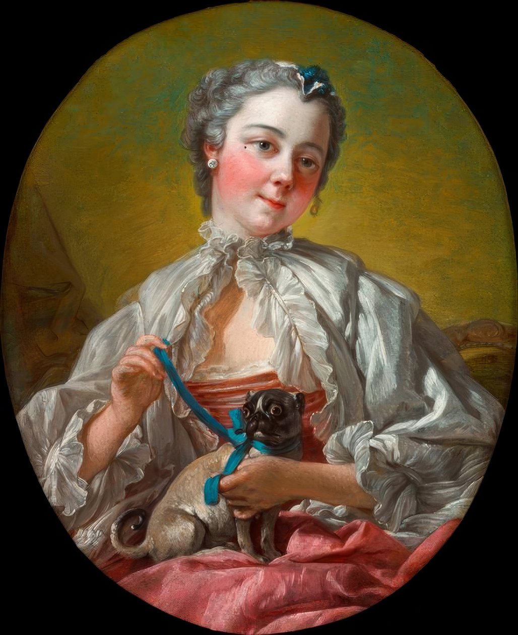 Jovem mulher com pug de François Boucher