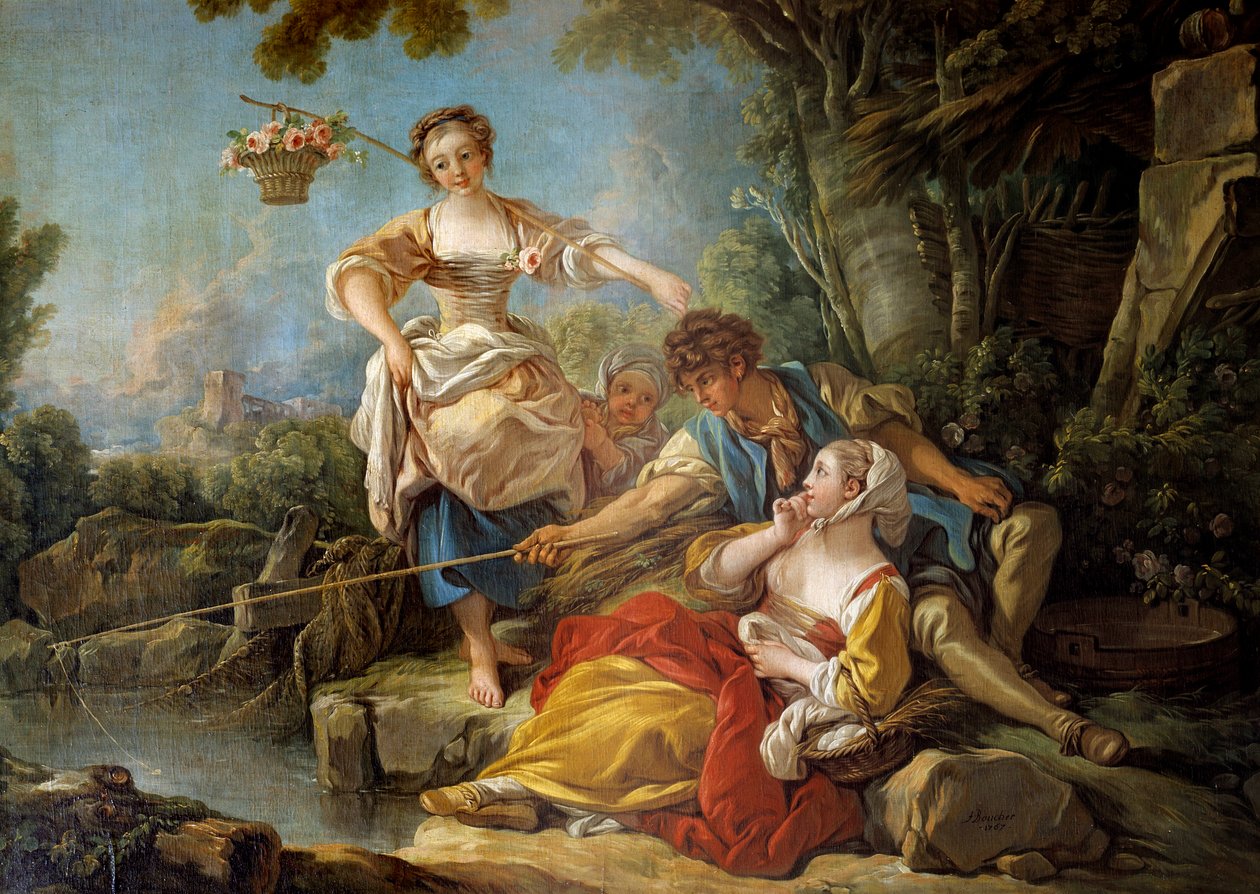 La pêche à la ligne Painting by François Boucher (1703-1770) 1767 Sun. 1,5x1,8 m de François Boucher