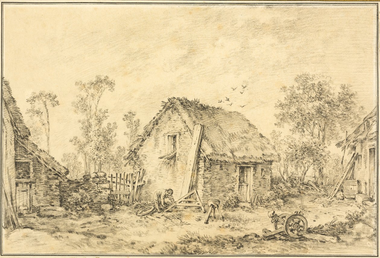 Paisagem com Chalé Rústico de François Boucher