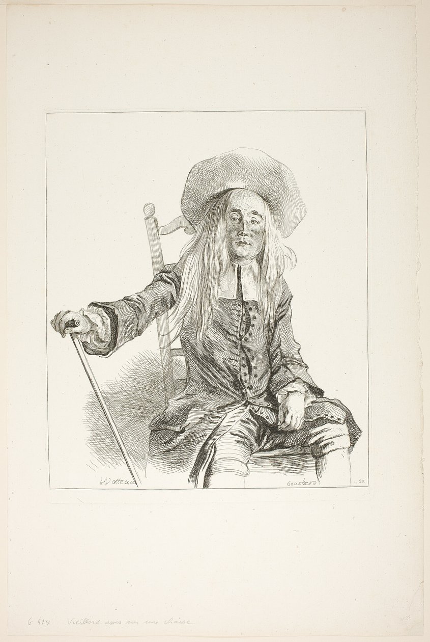 Homem sentado numa cadeira de François Boucher