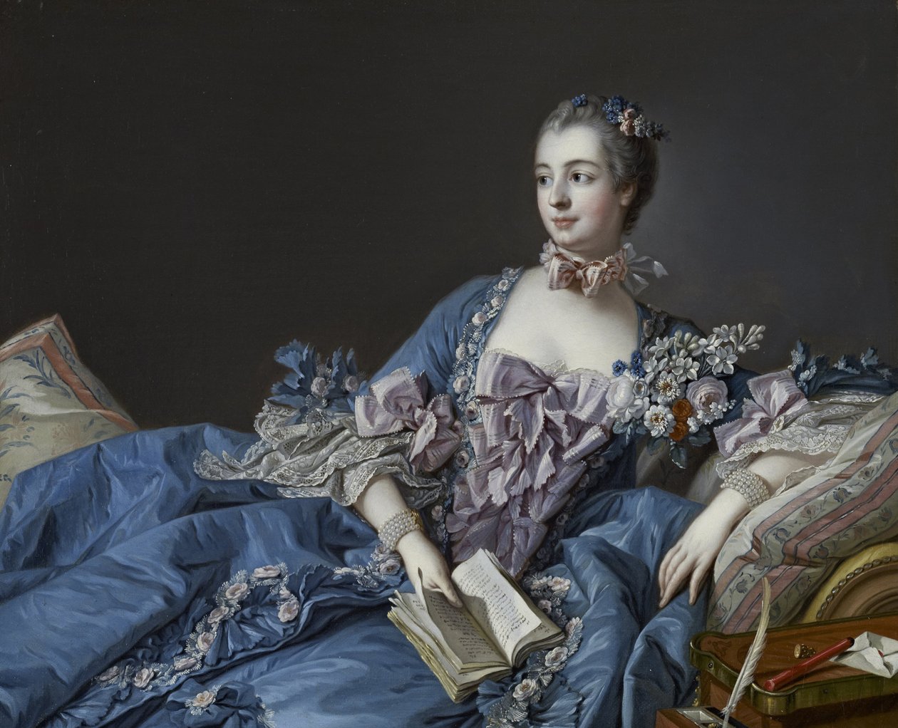 Retrato da Marquesa de Pompadour 1721-1764, ca 1758 de François Boucher