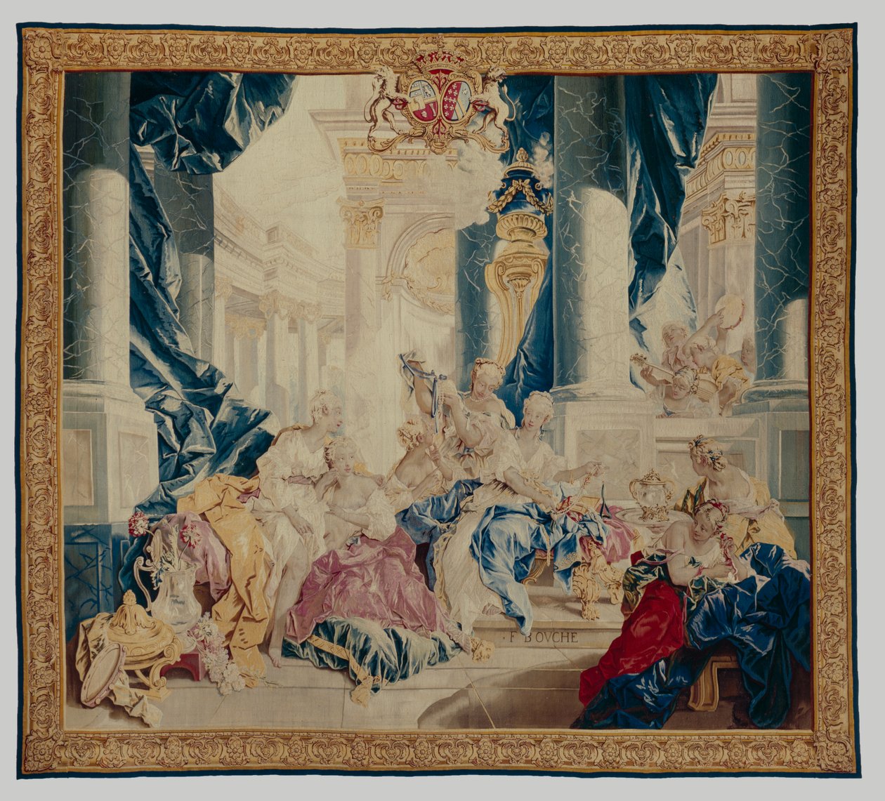 Psique exibindo seus tesouros para suas irmãs, 1744-46 (lã e seda) de François Boucher