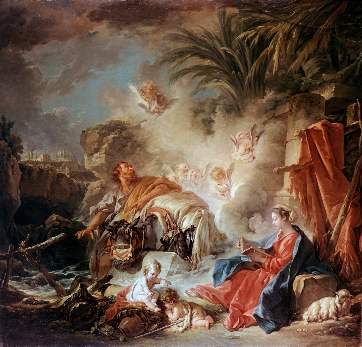 Descanse na fuga para o Egito, 1757. de François Boucher