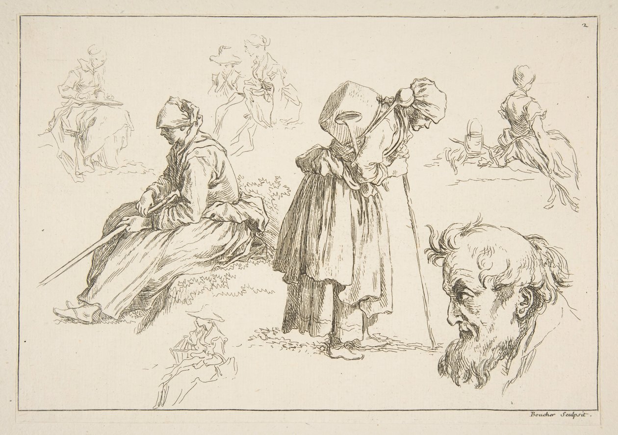 Folha de esboços, 1753. de François Boucher