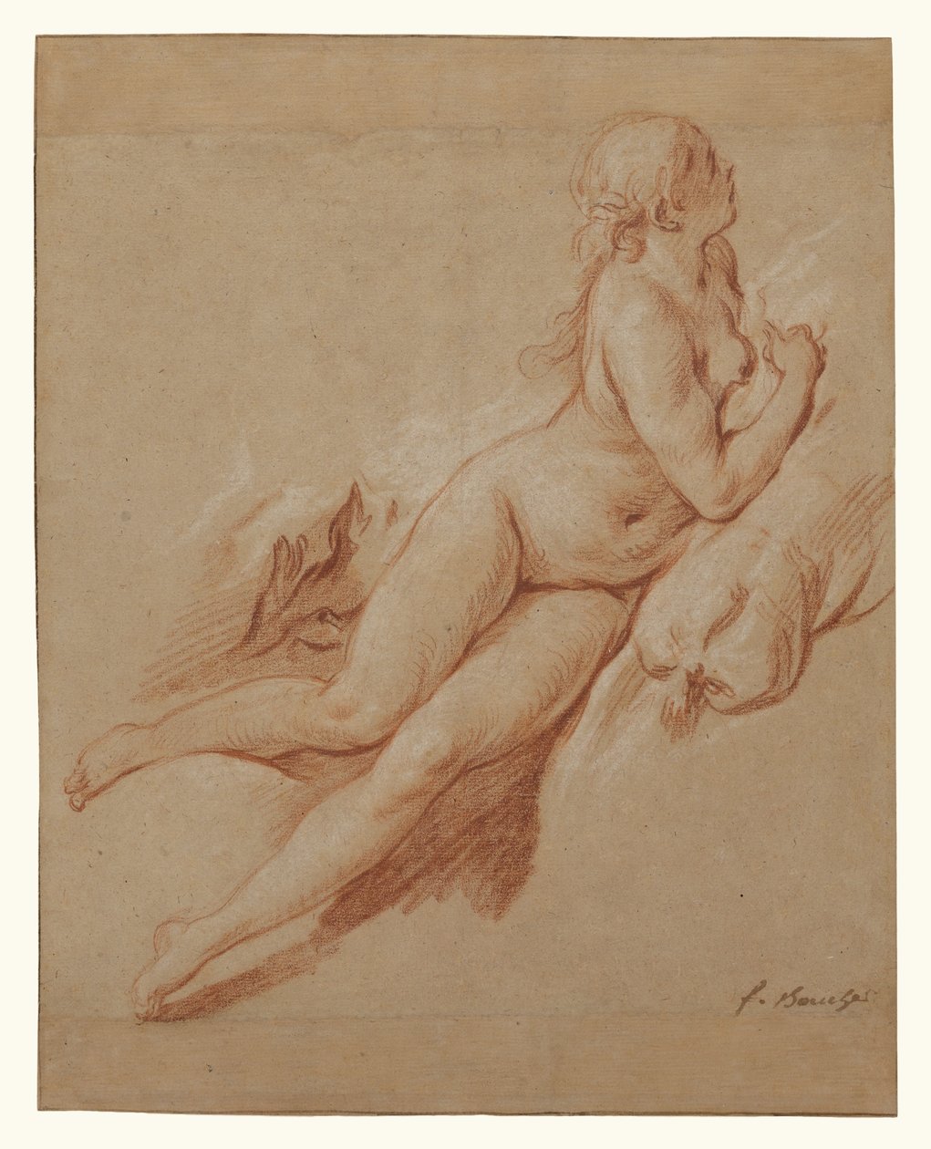 Estudo de um nu reclinado de François Boucher