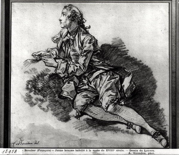 Estudo de um jovem (giz vermelho sobre papel) de François Boucher