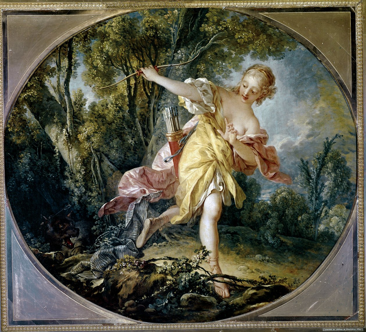 Sylvie foge do lobo que feriu de François Boucher