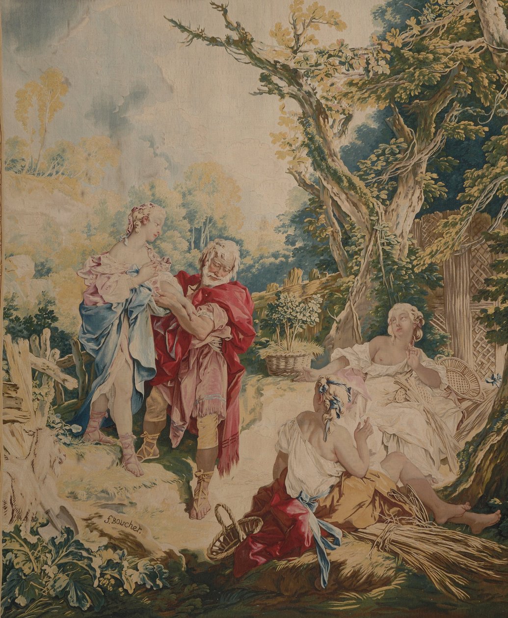 Tapeçaria mostrando Psique e o fabricante de cestos de François Boucher