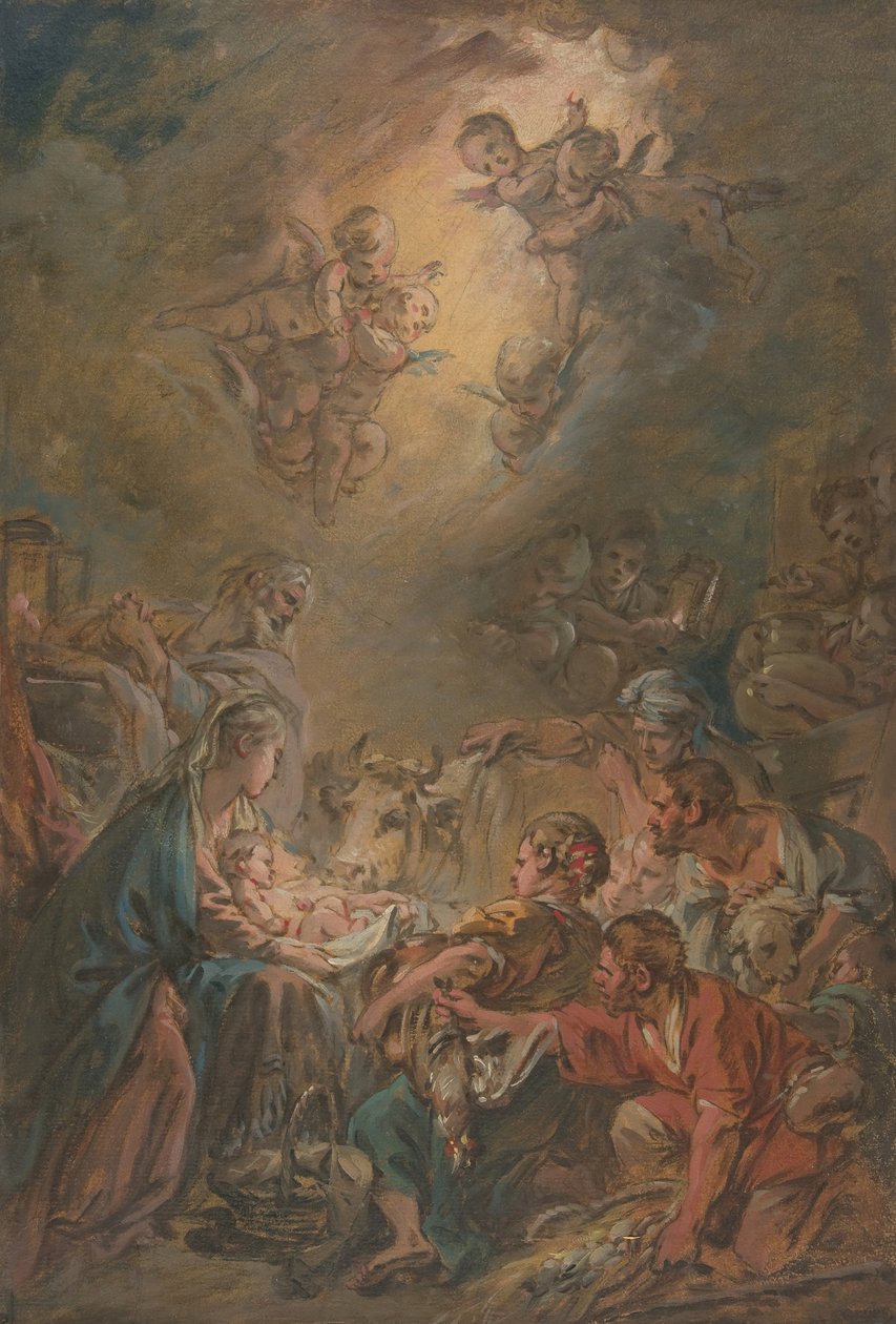 A Adoração dos Pastores, . de François Boucher