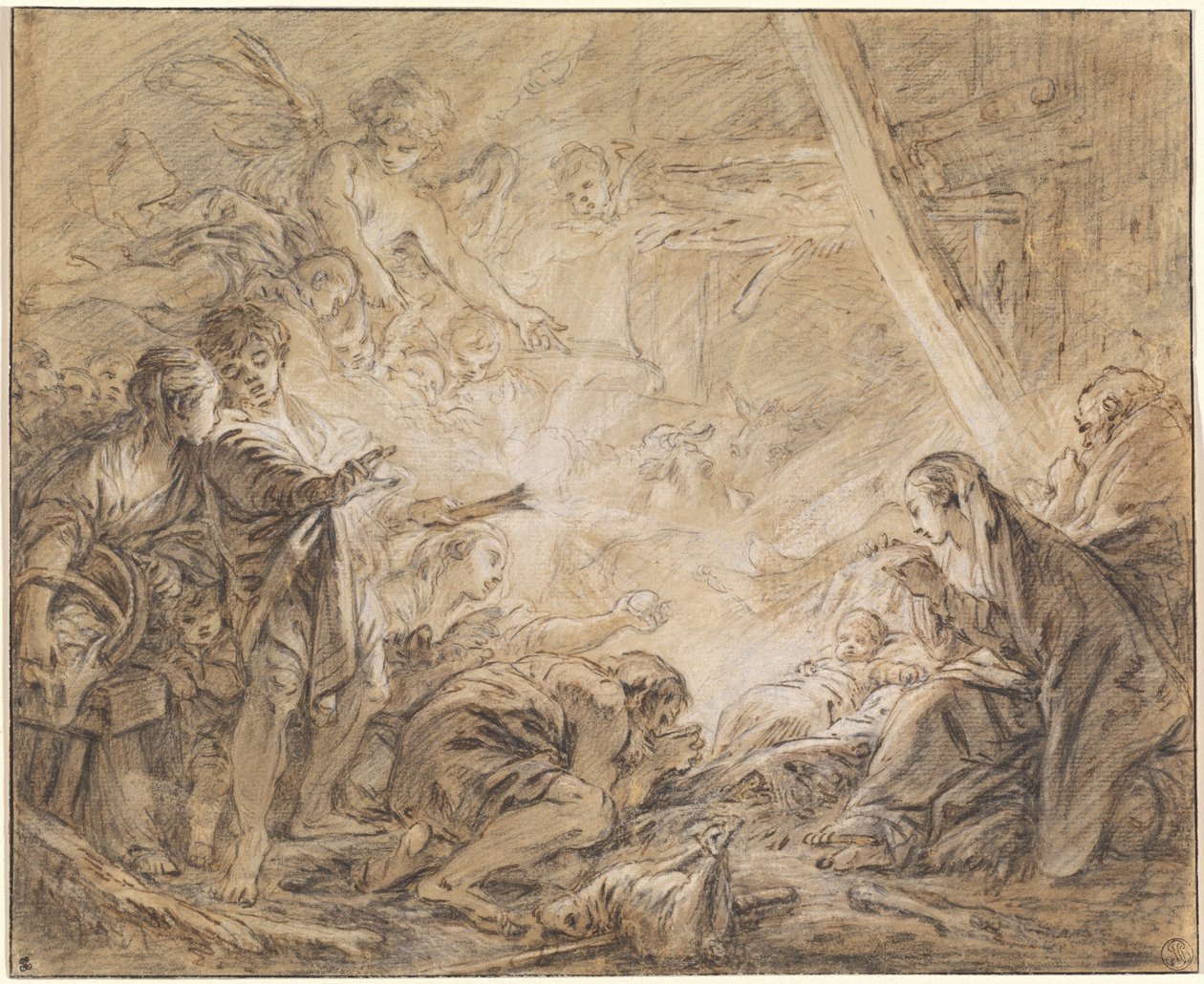 A adoração dos pastores de François Boucher
