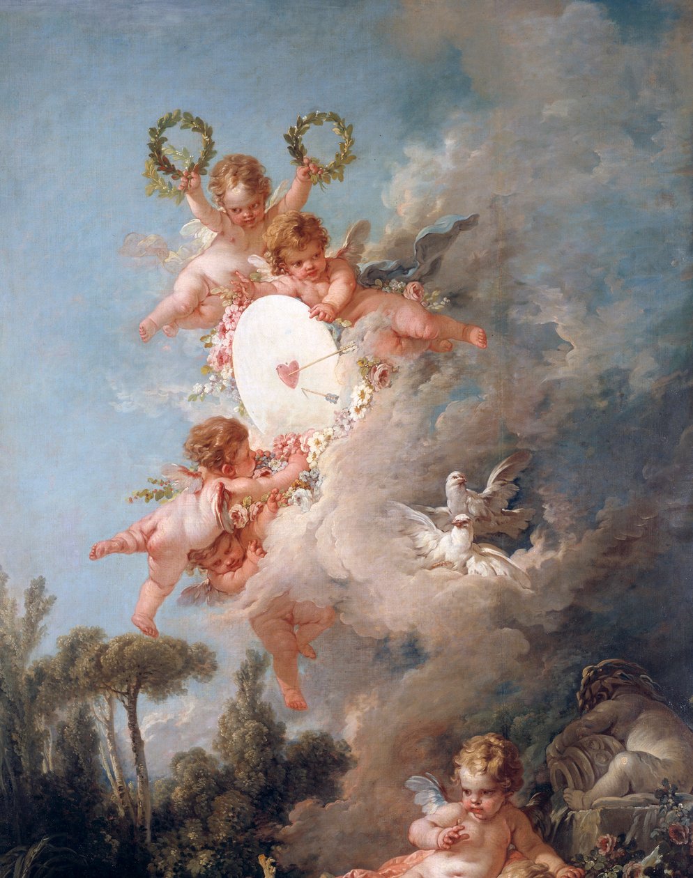 O alvo do amor do detalhe do anjo. Quadro de François Boucher de François Boucher