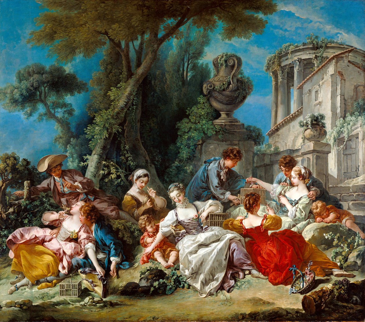 Os apanhadores de pássaros de François Boucher
