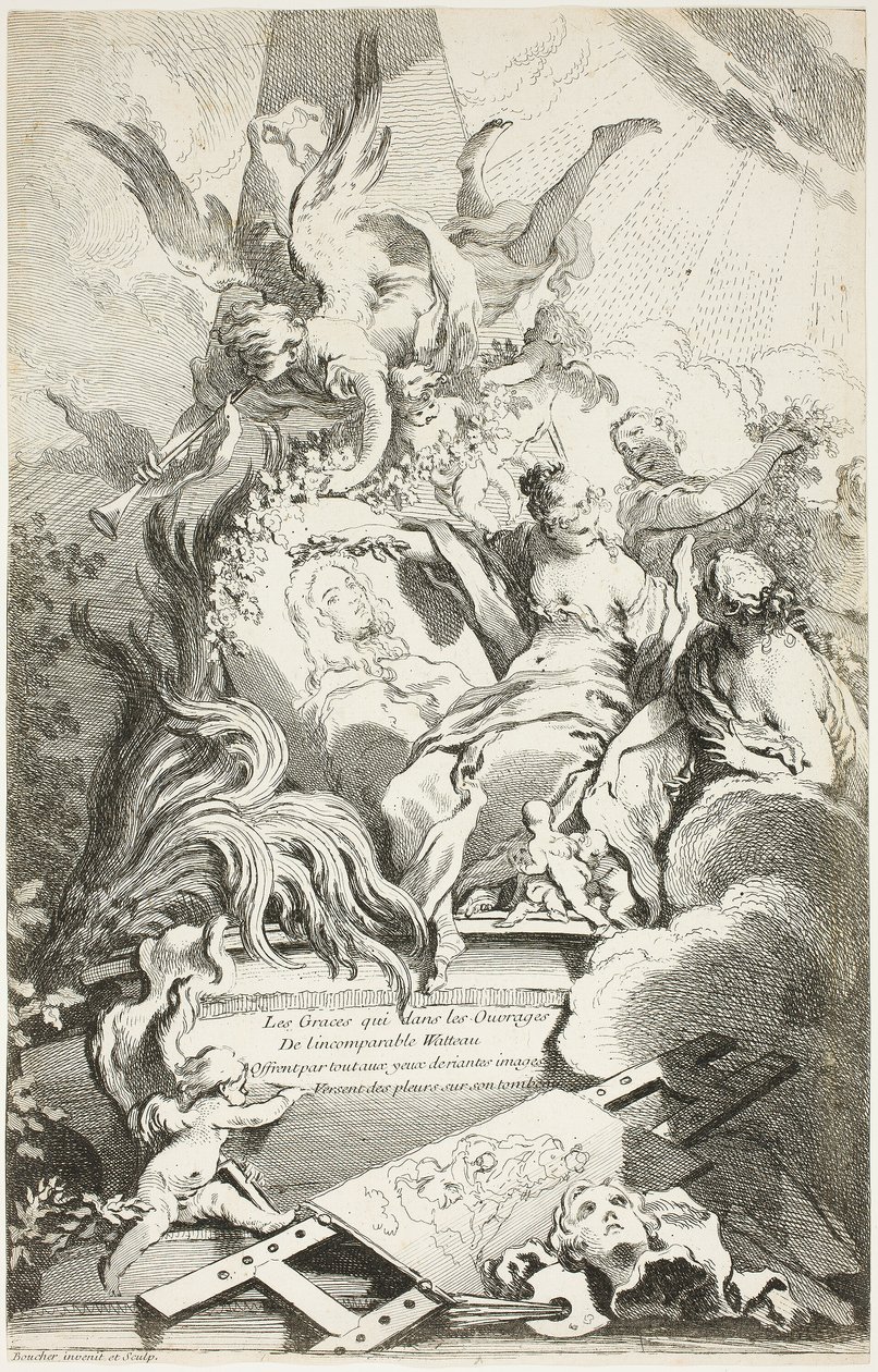 As Graças no Túmulo de Watteau de François Boucher