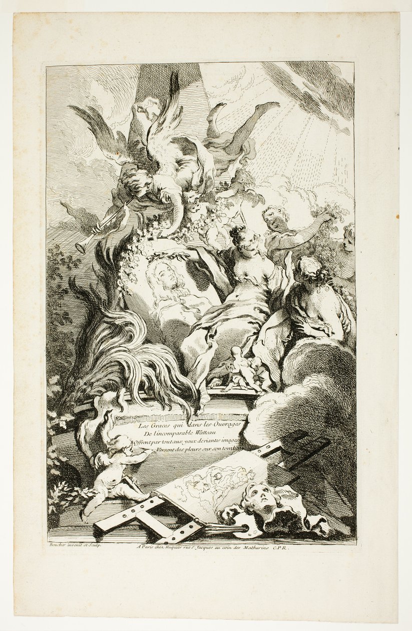 As Graças no Túmulo de Watteau de François Boucher