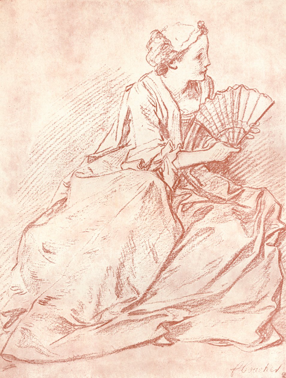 A Dama com o Ventilador, século XVIII de François Boucher