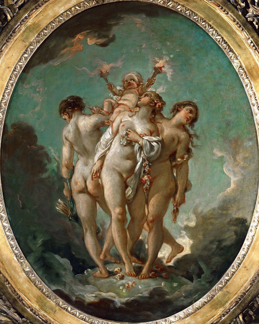 As três graças segurando Cupido de François Boucher
