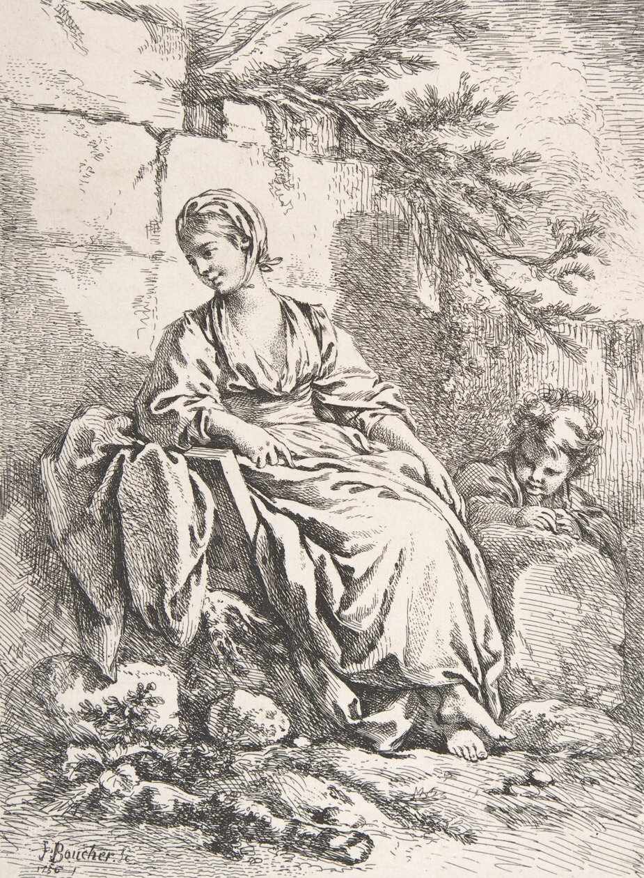 A jovem descansando, 1756. de François Boucher