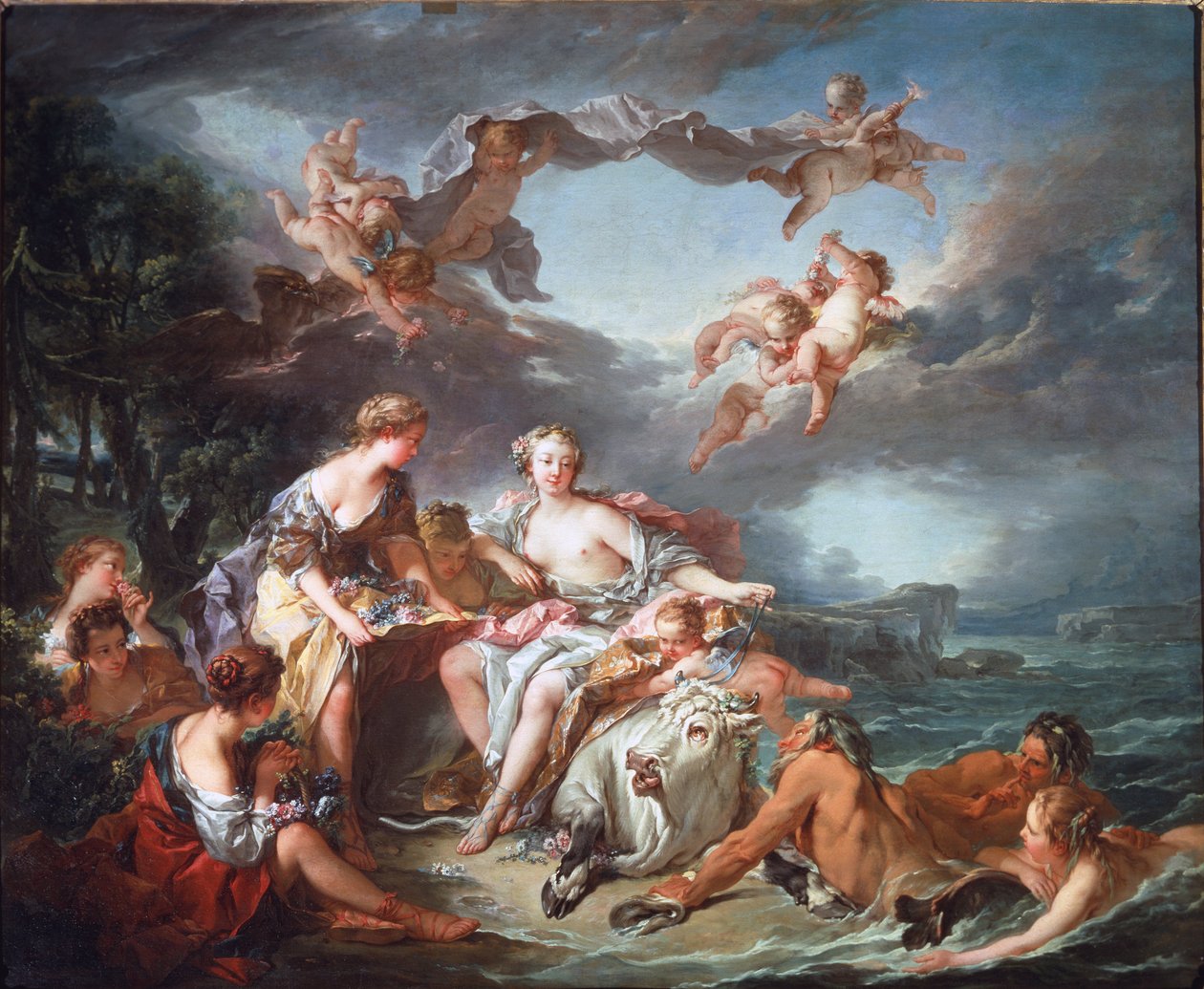 O rapto da Europa - Óleo sobre tela de François Boucher