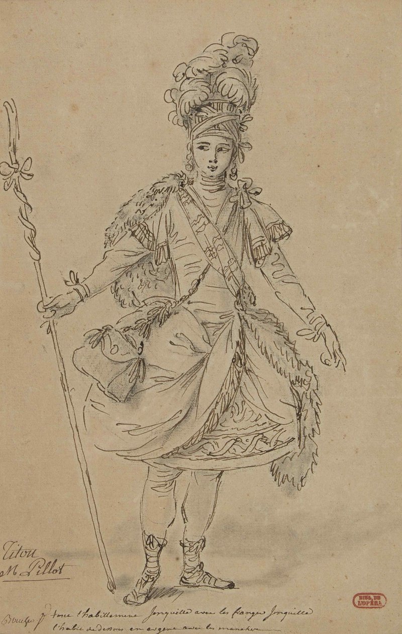 Tithonus. Figurino da ópera Titon et lAurore, de Jean-Joseph de Mondonville, 1763. de François Boucher
